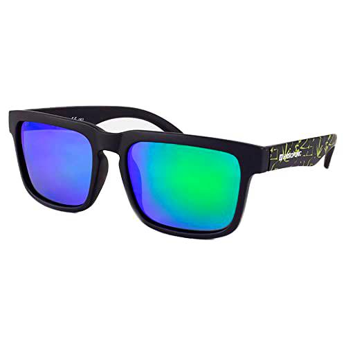 Hydroponic EW Mersey Gafas de Sol, Adultos Unisex, 21-Black/Scratch + Green Mirror (Multicolor)