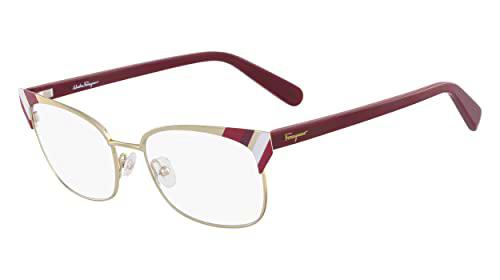 Ferragamo SF2160 Gafas de Sol de Metal, Color Dorado y Burdeos