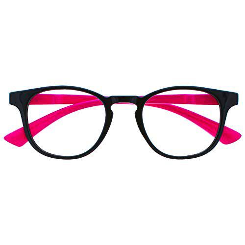 Opulize Niños Bloqueo Luz Azul Gafas Pantalla Proteccion Niños Muchachas Años 6+ Negro Neon Rosa B47-F