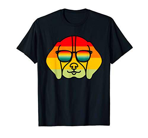 Perro Beagle Fresco En Look Retro Vintage Con Gafas De Sol Camiseta
