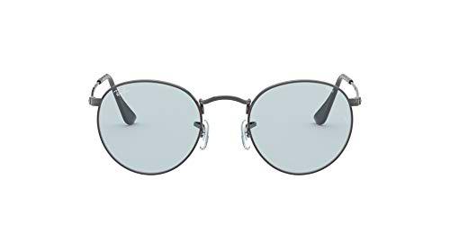 Ray-Ban Round Metal, Lentes oscuros Unisex Adulto, Ruthenium/Light Blue, 53/21/145