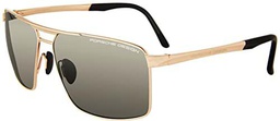 Porsche P8918 Gafas de Sol, Gold, Black, 63 para Hombre