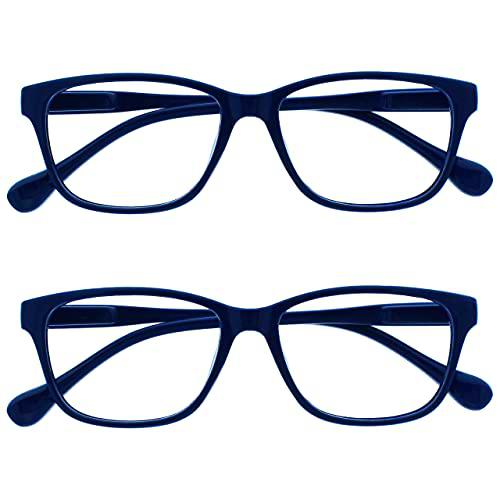 UV Reader Azul Marino Ligero Gafas De Lectura Valor Pack 2 Estilo Diseñador Hombres Mujeres Inc Caso UVR2PK027 +3,50