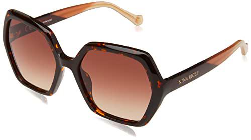 Nina Ricci SNR356 Gafas, Shiny Havana, 57 para Mujer