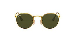 Ray-Ban Round Metal Gafas De Sol, Oro (Crystal Green)