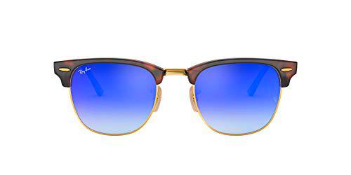 Ray-Ban Clubmaster, Gafas de Sol Unisex, Multicolor (Marco: Rojo Havana ,Vidrio: Azulado 990/7Q)