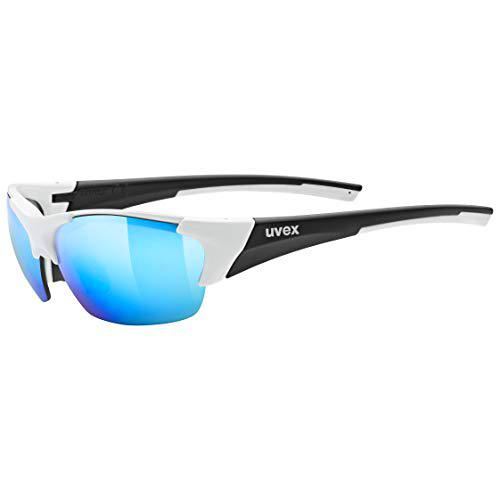 Uvex blaze III Gafas de deporte, Adultos unisex, white black mat/mirror blue, one size