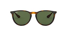 Ray Ban, Erika - Gafas de sol unisex, rama color marron y lente color verde oscuro