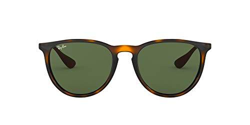 Ray Ban, Erika - Gafas de sol unisex, rama color marron y lente color verde oscuro