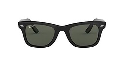Ray Ban Wayfarer, Gafas de Sol Polarizado Unisex, Negro (Schwarz/Polarized Grün Klassisch 901/58), 50