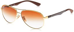 Ray-Ban Carbon Fibre Gafas de sol, Aviador, 58, Multicolor (marco: dorado / gris